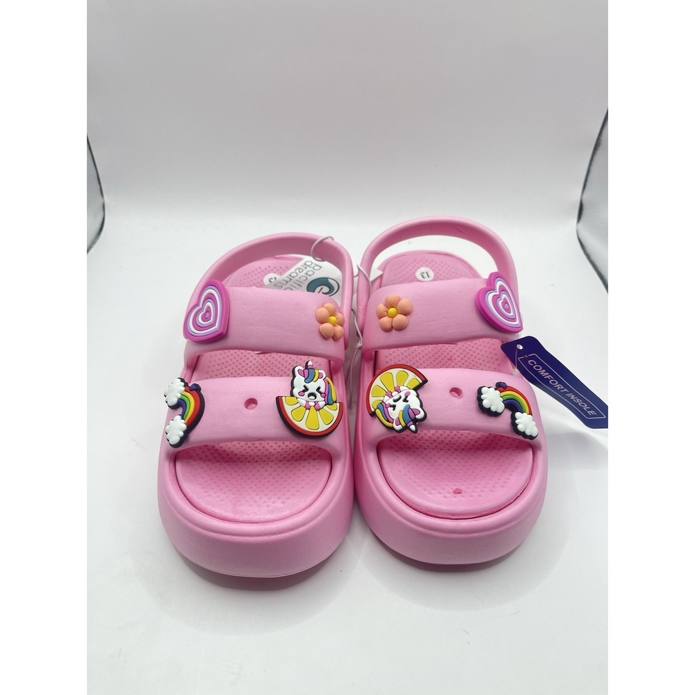 Toddler Pink Comfort Slide Sandals Girls Stars - Size 13 BinC